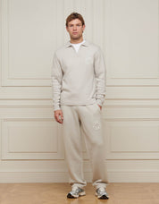 Grey Mohair Knit Open Collar Jumper