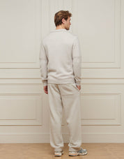 Grey Mohair Knit Open Collar Jumper