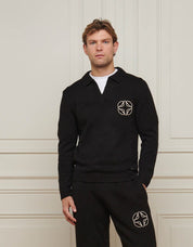 Black Mohair Knit Open Collar Jumper