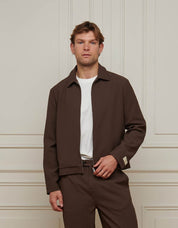 Brown Textured Smart Zip Jacket