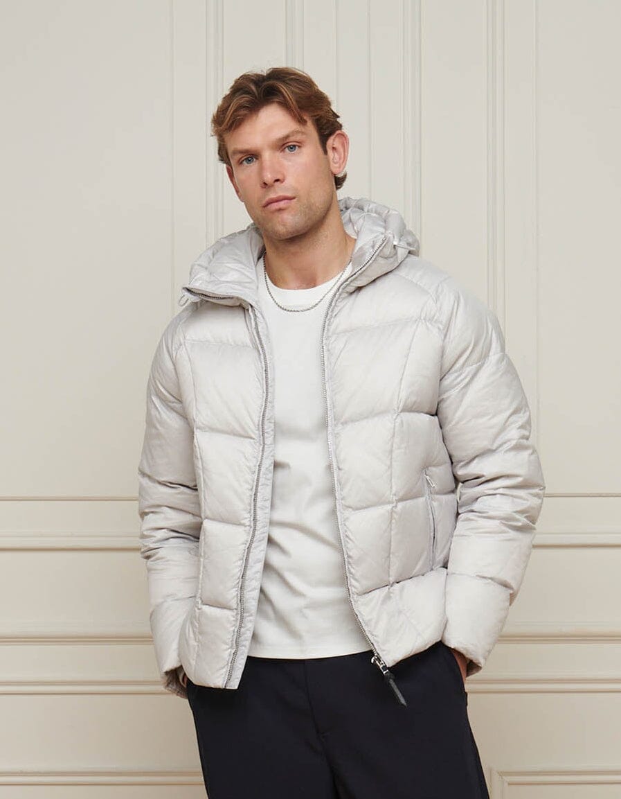 Dove Grey Ripstop Down Filled Puffer Jacket