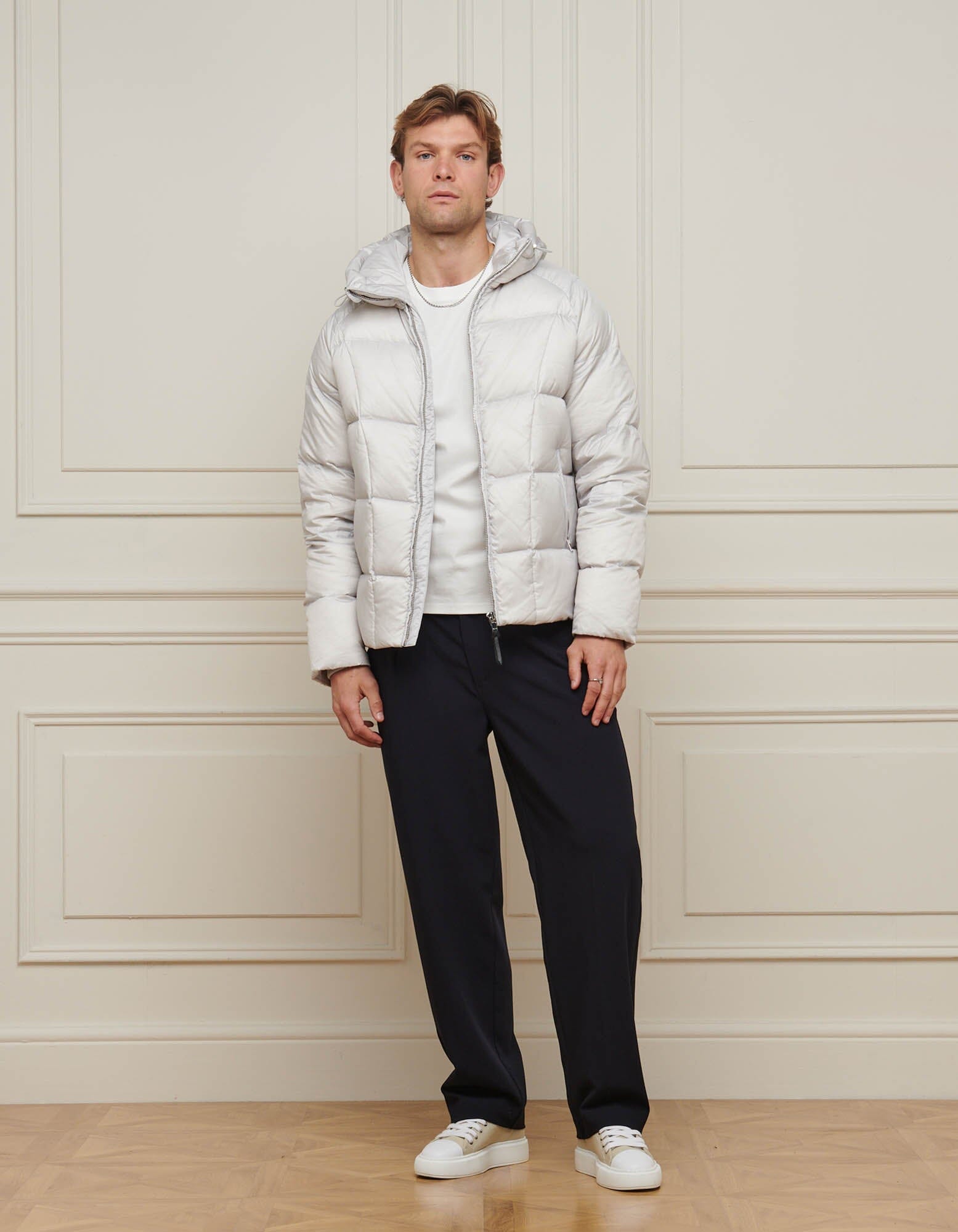 Dove Grey Ripstop Down Filled Puffer Jacket