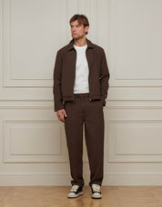 Brown Textured Smart Zip Jacket