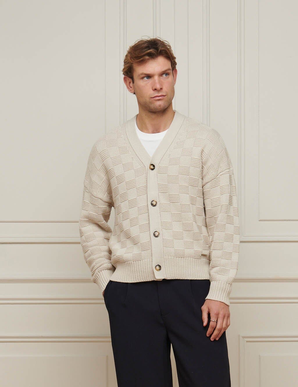 Oat Basket Weave Knit Cardigan