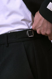 Black Textured Smart Trouser