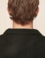 Black Mohair Knit Open Collar Jumper