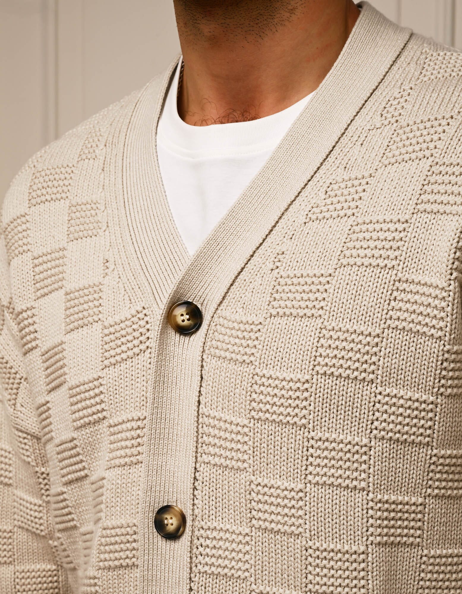 Oat Basket Weave Knit Cardigan
