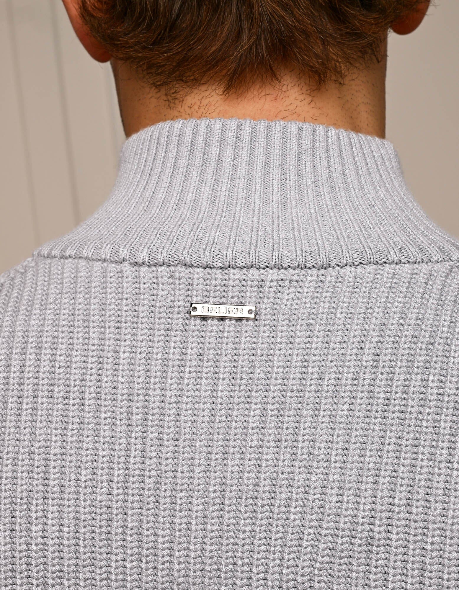 Grey Chunky Rib Knit Zip Up Cardigan