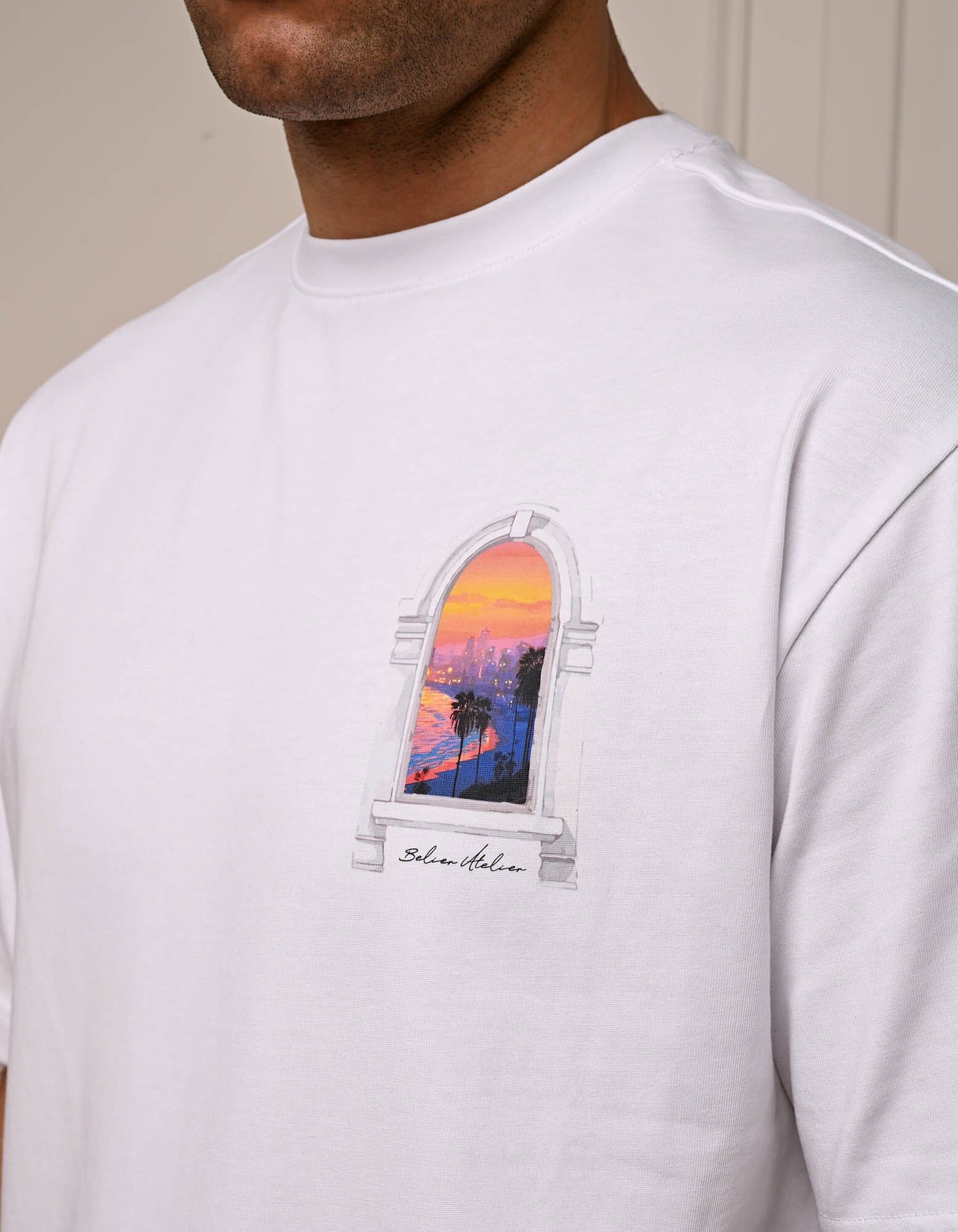 White Miami Sunset Arch T-Shirt