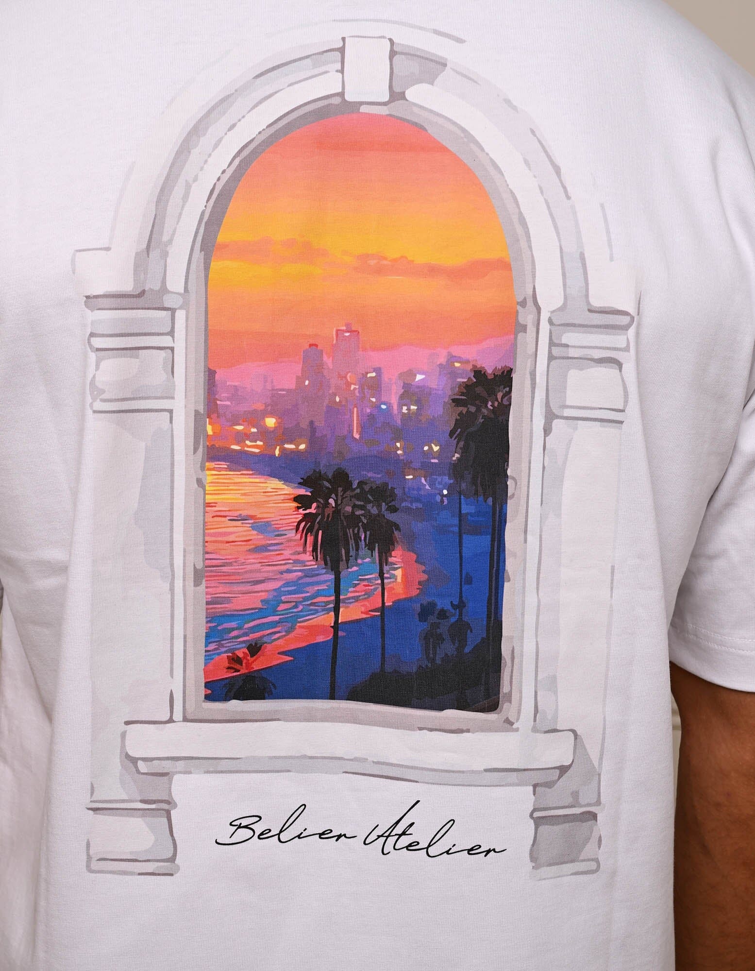White Miami Sunset Arch T-Shirt