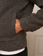Brown Boucle Bomber Jacket