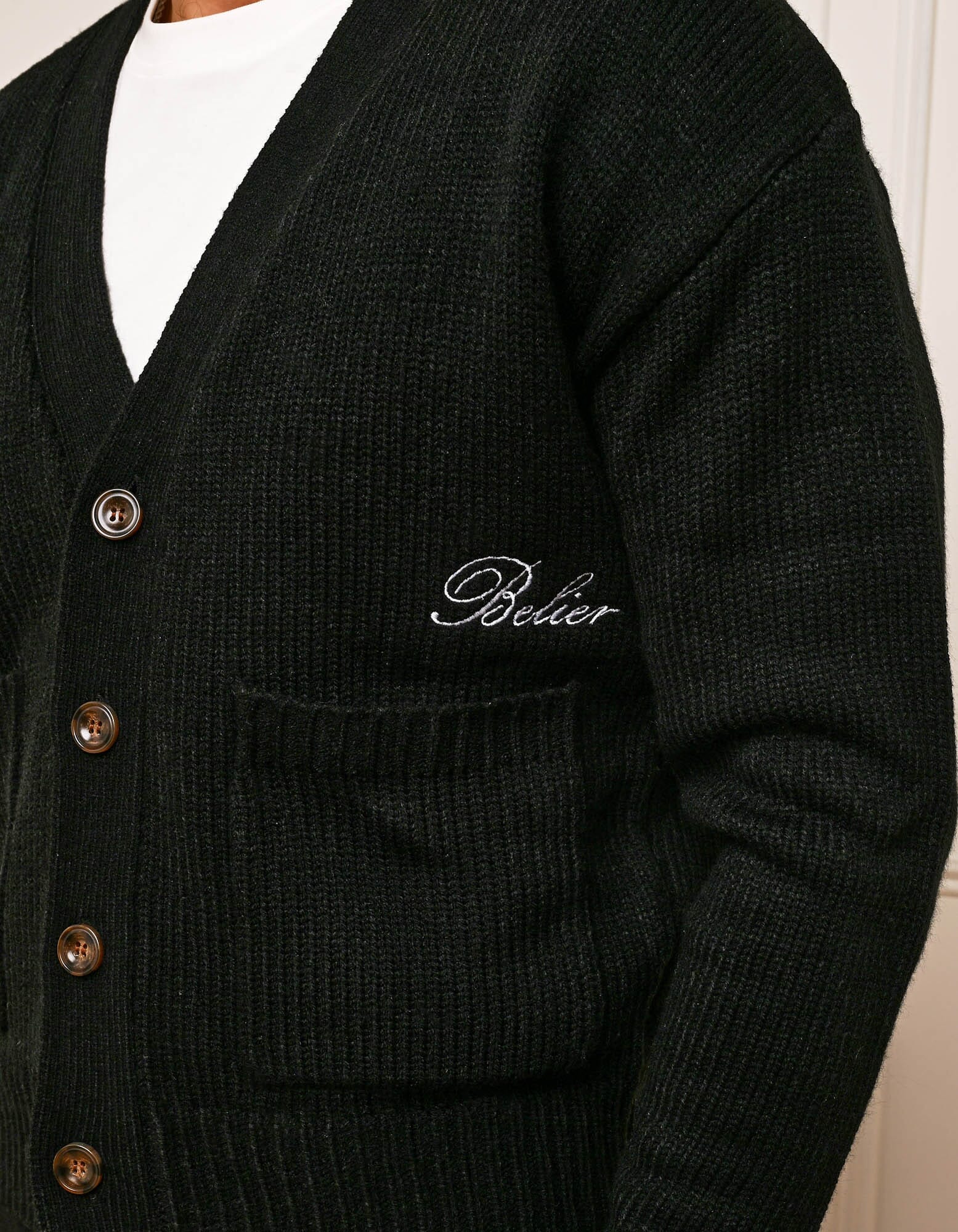 Black Relaxed Fit Knitted Cardigan