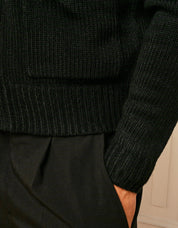 Black Relaxed Fit Knitted Cardigan