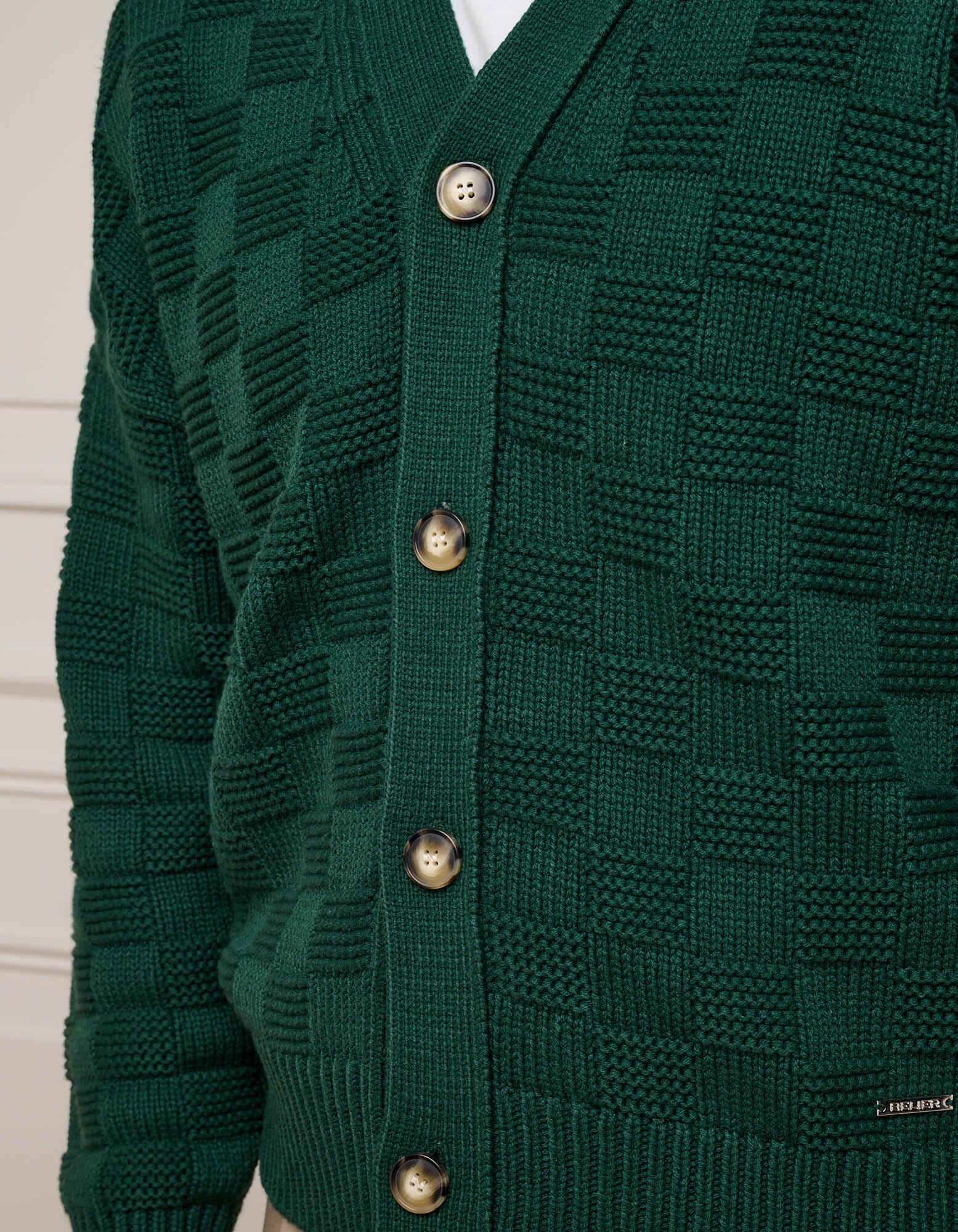 Rolex Green Basket Weave Knit Cardigan
