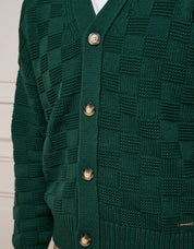 Rolex Green Basket Weave Knit Cardigan