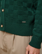 Rolex Green Basket Weave Knit Cardigan