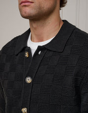 Black Basket Weave Knit Overshirt