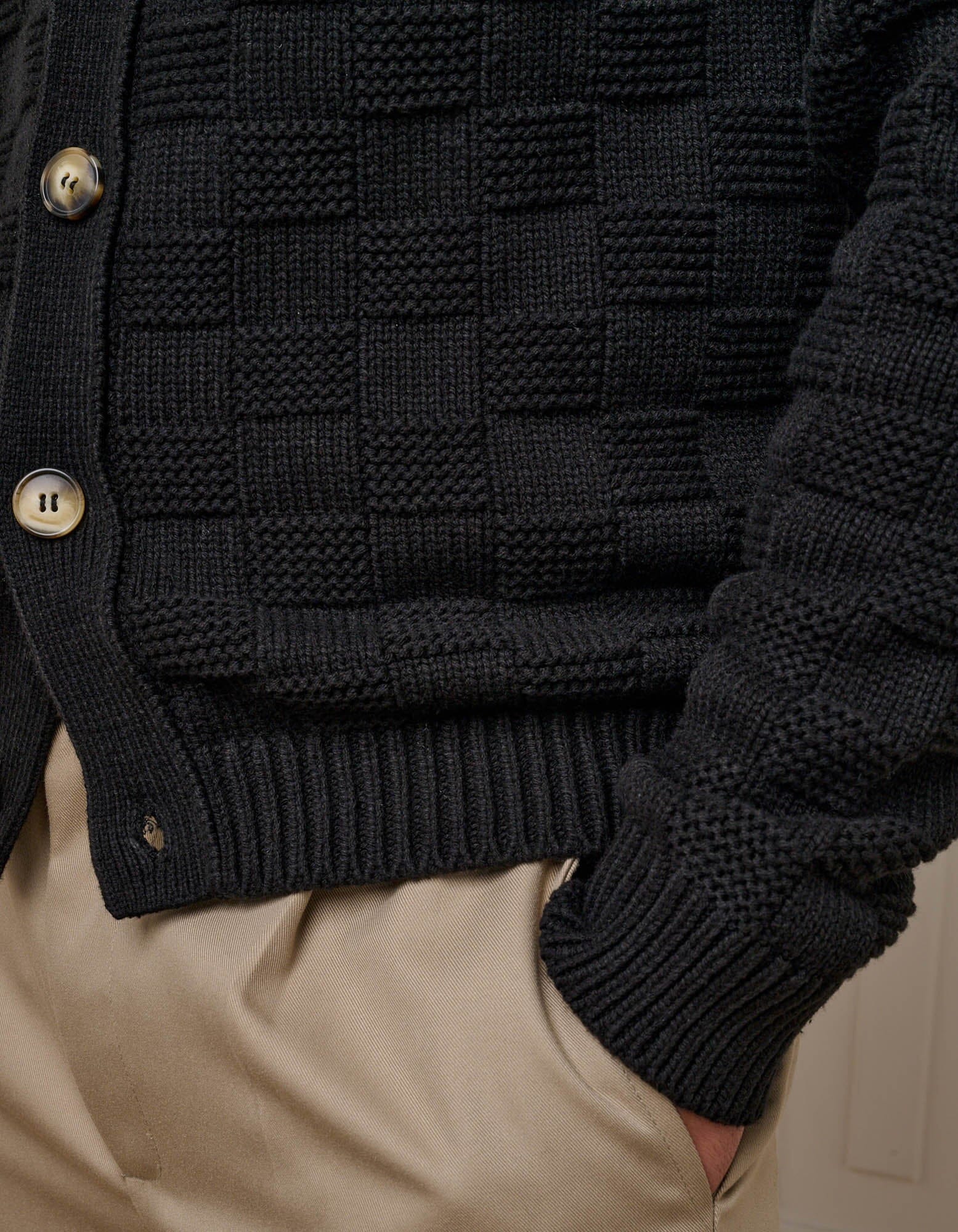 Black Basket Weave Knit Overshirt