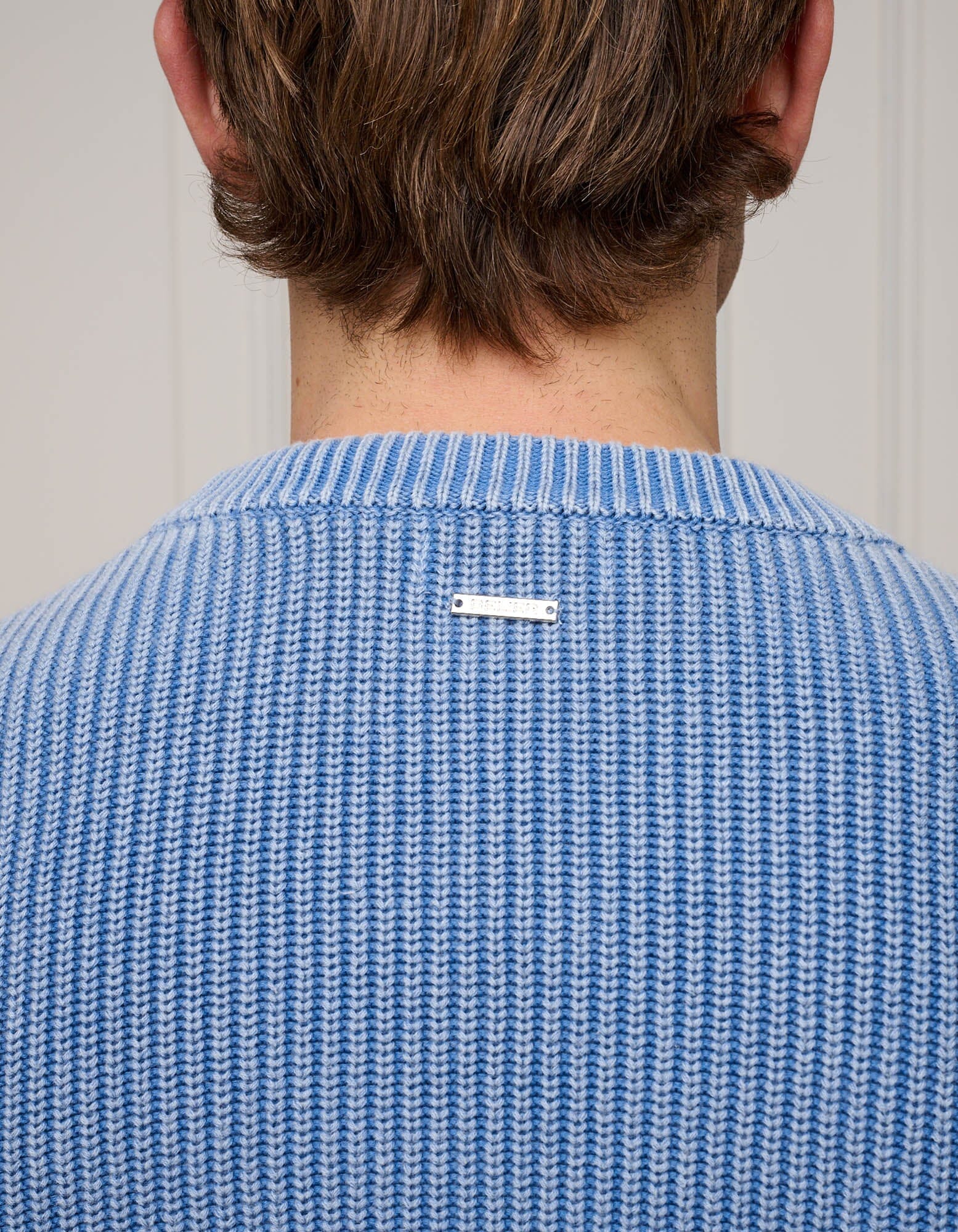 Washed Blue Heavyweight Rib Knit Jumper