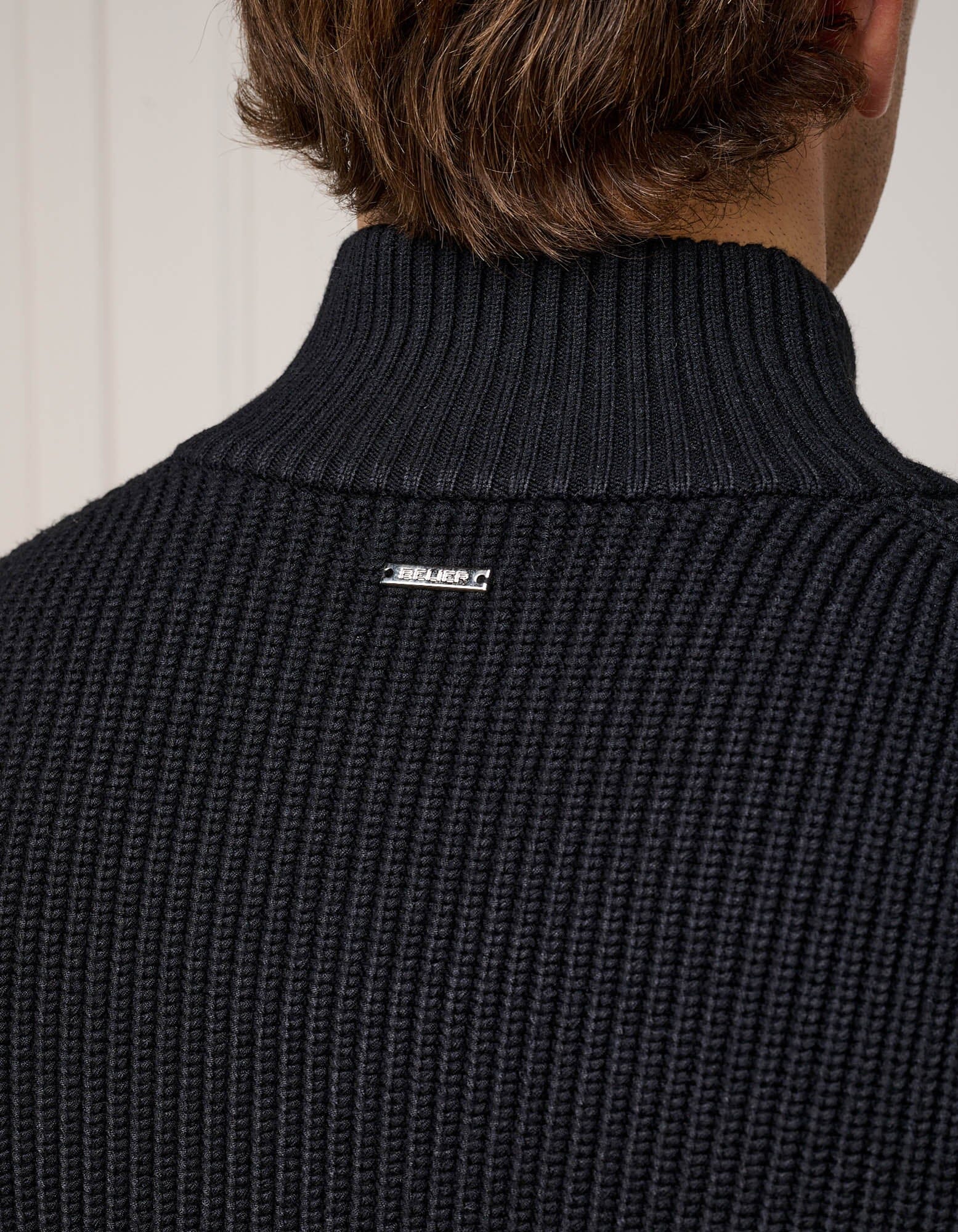 Black Chunky Rib Knit Zip Up Cardigan