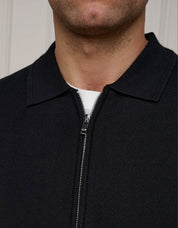 Black Knit Zip Through Cardigan