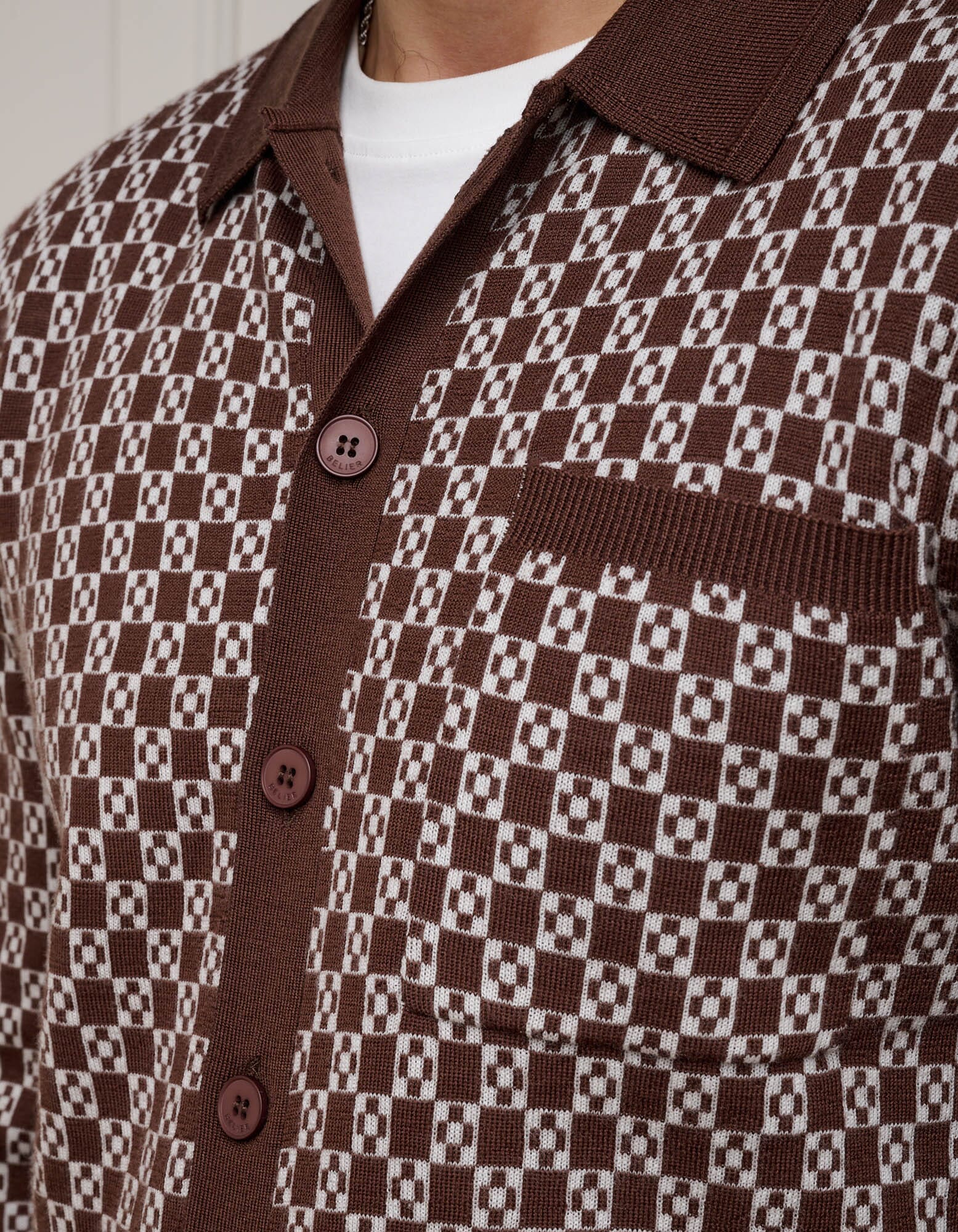 Brown Block Print Cardigan