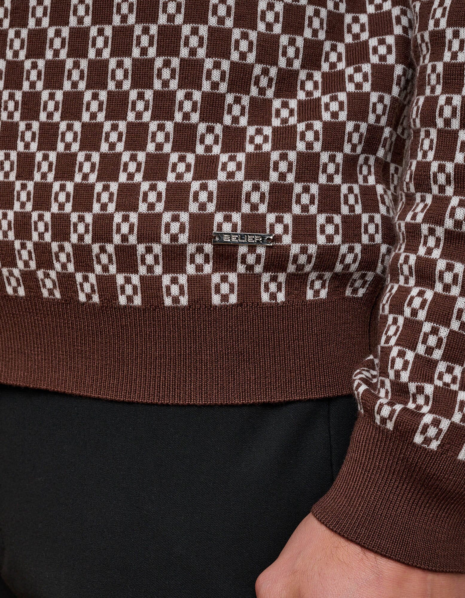 Brown Block Print Cardigan