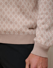 Beige Block Print Cardigan