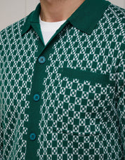 Green Block Print Cardigan