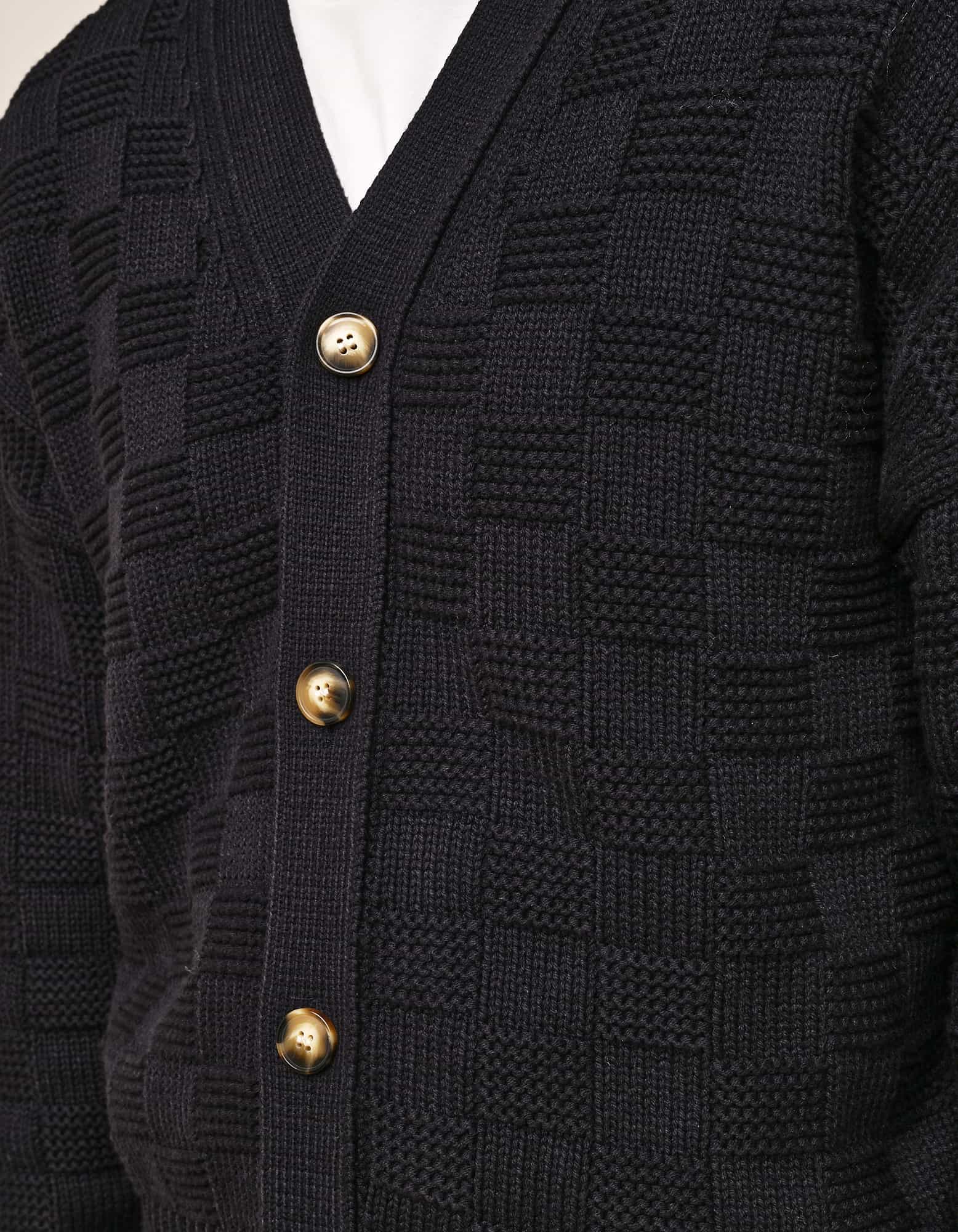Navy Basket Weave Knit Cardigan