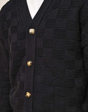 Navy Basket Weave Knit Cardigan