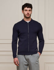 Navy Knit Zip Through Cardigan