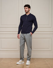 Navy Knit Zip Through Cardigan