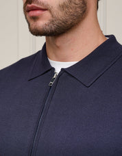 Navy Knit Zip Through Cardigan