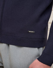 Navy Knit Zip Through Cardigan