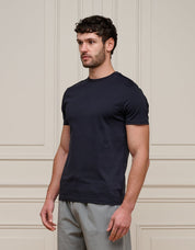 Navy Crest Logo Embroidered Mercerised T-Shirt