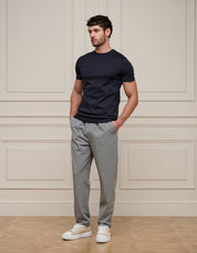 Navy Crest Logo Embroidered Mercerised T-Shirt