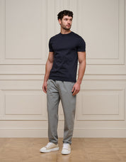 Navy Crest Logo Embroidered Mercerised T-Shirt