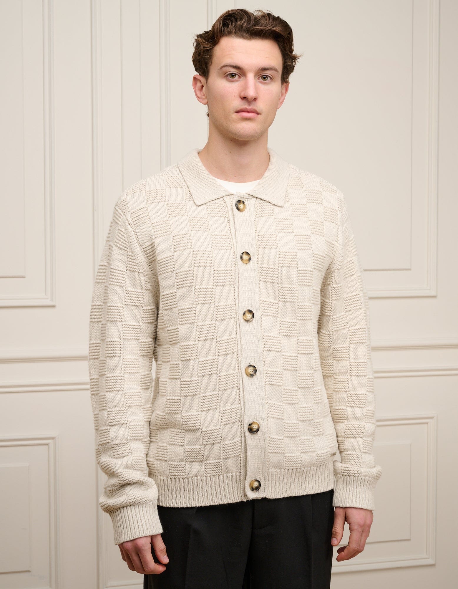 Oat Basket Weave Knit Overshirt