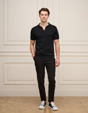 Black Cuban Collar Knit Polo