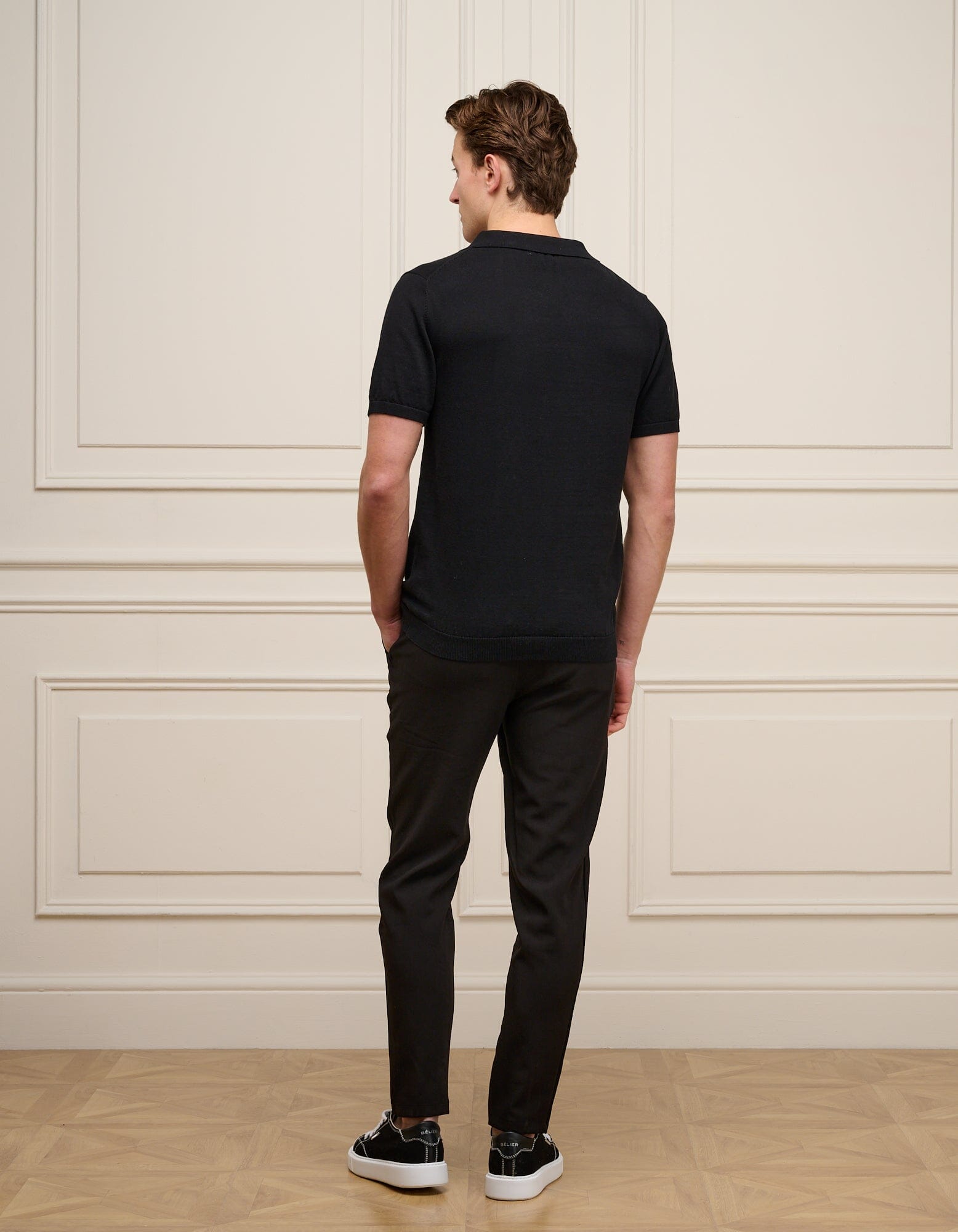 Black Cuban Collar Knit Polo