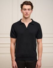 Black Cuban Collar Knit Polo