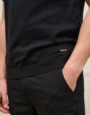 Black Cuban Collar Knit Polo