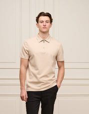 Taupe Premium S/S Zip Polo