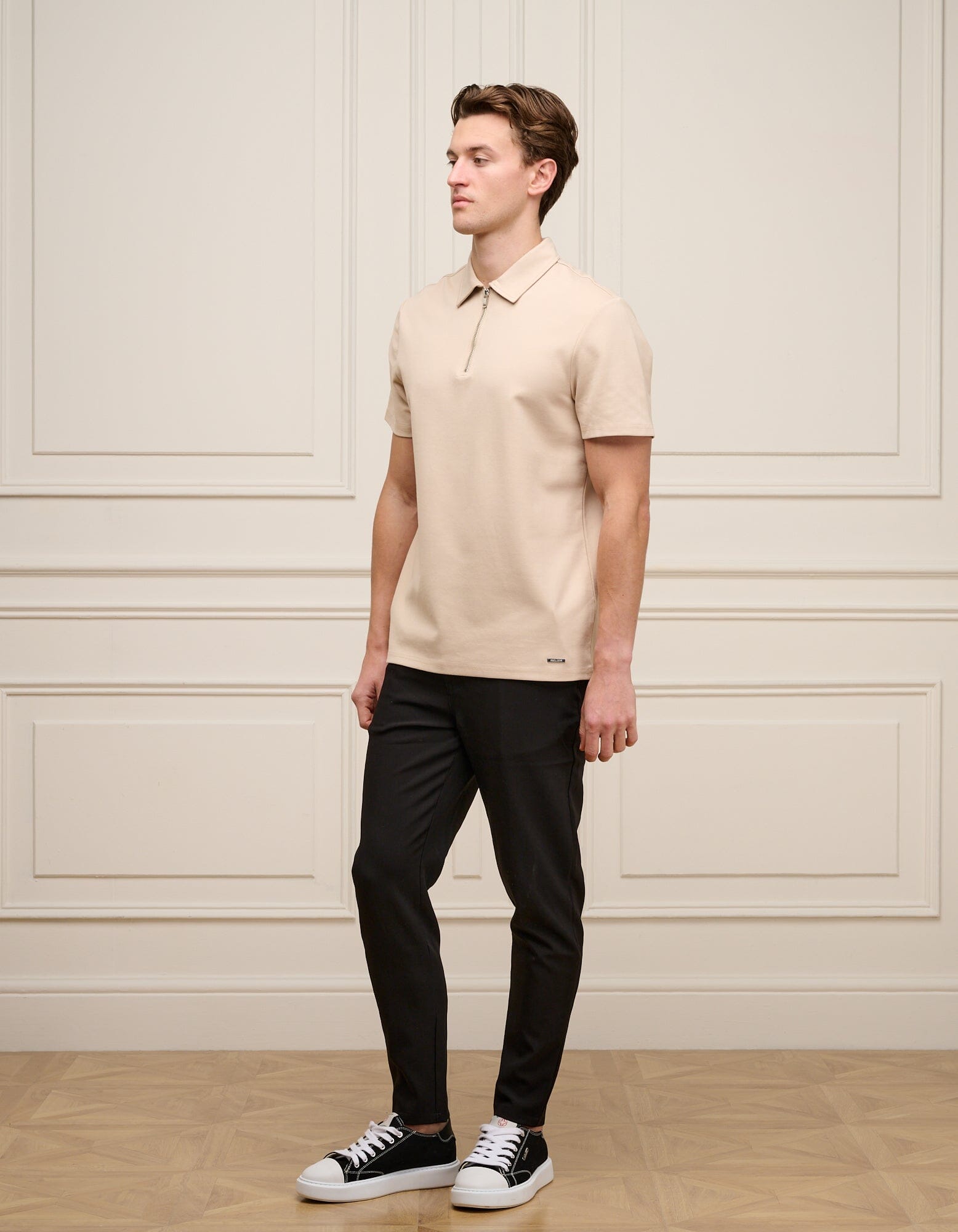 Taupe Premium S/S Zip Polo