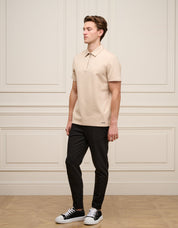 Taupe Premium S/S Zip Polo