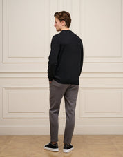 Black Knit Button L/S Polo