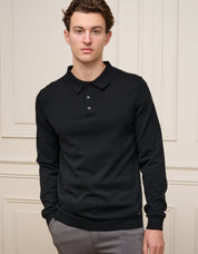 Black Knit Button L/S Polo