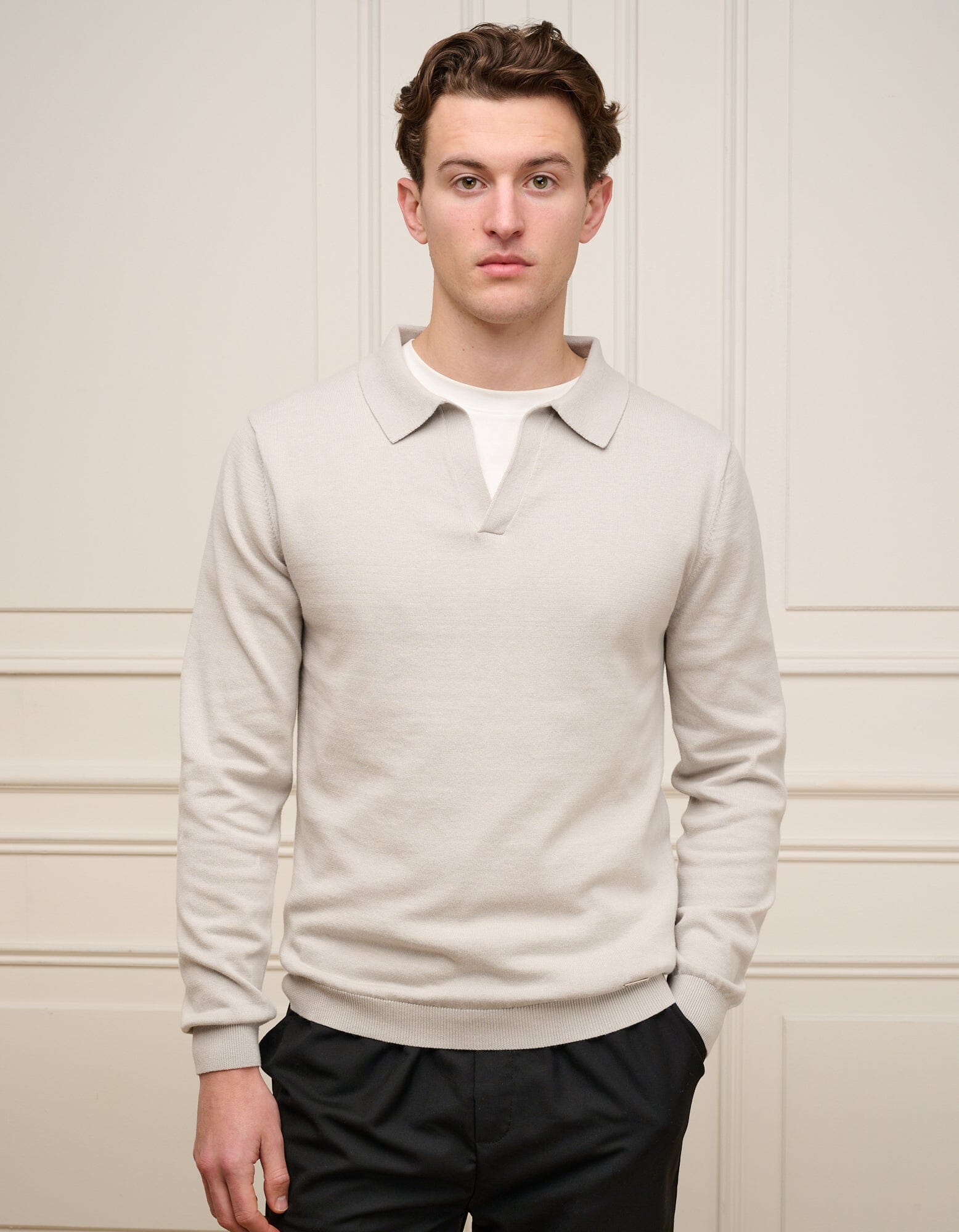 Pebble Cuban Collar L/S Knit Polo