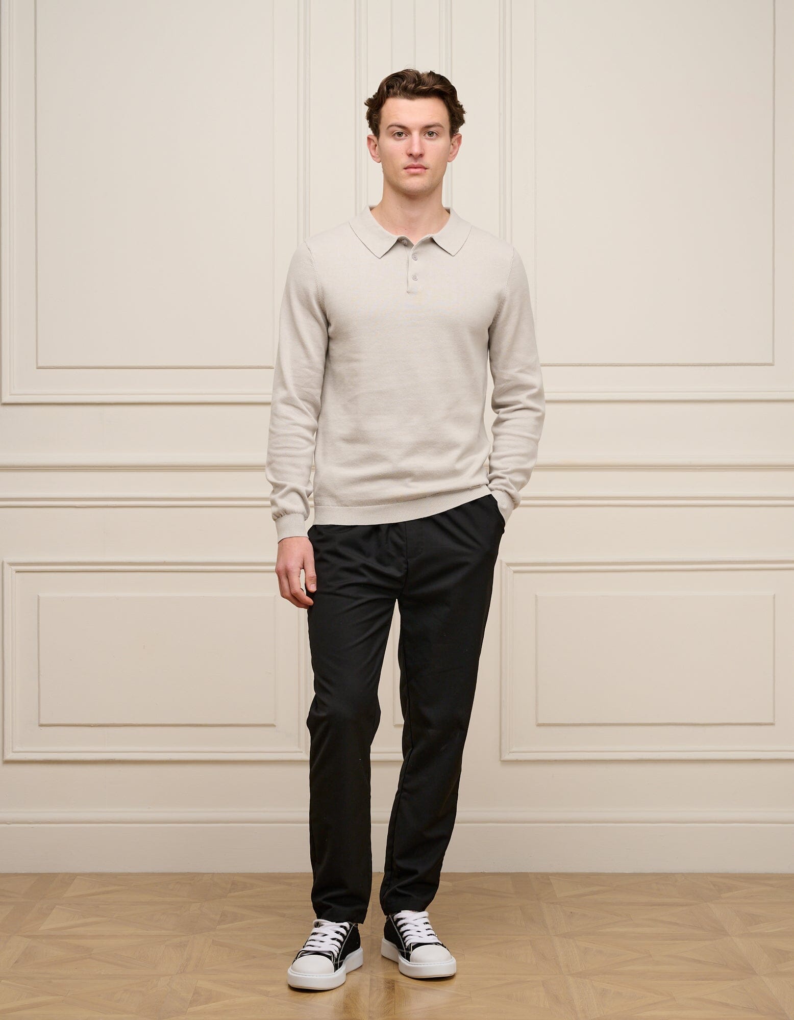 Pebble Knit Button L/S Polo